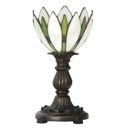 LumiLamp Lampe de table Tiffany Ø 18x30 cm Blanc Vert Verre