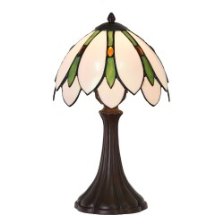 LumiLamp Lampe de table Tiffany Ø 25x42 cm Blanc Vert Verre