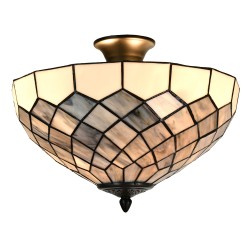 LumiLamp Lampe de plafond Tiffany Ø 41x24 cm Gris Verre