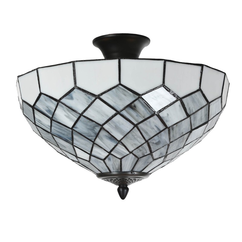 LumiLamp Lampada da soffitto Tiffany Ø 41x24 cm Grigio Vetro