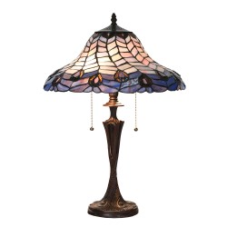 LumiLamp Lampe de table Tiffany Ø 40x60 cm Bleu Violet Verre