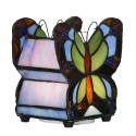 LumiLamp Tiffany Tafellamp Vlinder 15x8x13 cm LED Blauw Glas