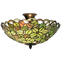 LumiLamp Ceiling Lamp Tiffany Ø 41x24 cm Green Glass