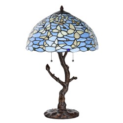 LumiLamp Lampada da tavolo Tiffany Ø 40x60 cm Blu Vetro Farfalle