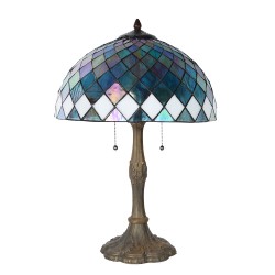 LumiLamp Lampada da tavolo Tiffany Ø 40x61 cm Blu Vetro