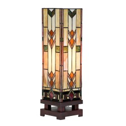 LumiLamp Lampe de table Tiffany 15x15x54 cm Beige Verre