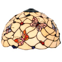 LumiLamp Lampshade Tiffany Ø 30x20 cm Beige Pink Glass Butterfly