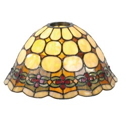 LumiLamp Lampshade Tiffany Ø 25x15 cm Beige Red Glass Triangle