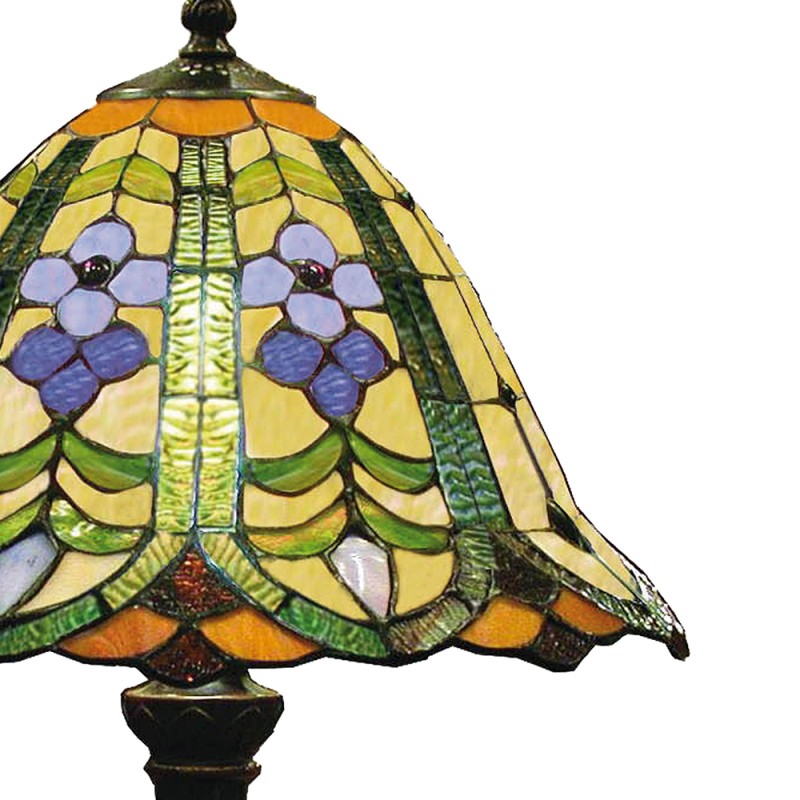 LumiLamp Lampada da tavolo Tiffany Ø 30x48 cm  Verde Blu  Vetro Fiore