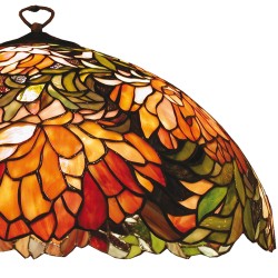 LumiLamp Lampshade Tiffany Ø 50x24 cm Red Green Glass Semicircle Flowers