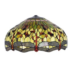 LumiLamp Lampshade Tiffany Ø 51x30 cm Green Red Glass Dragonfly