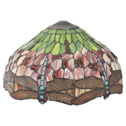 LumiLamp Lampshade Tiffany Ø 42x24 cm Red Green Glass Dragonfly