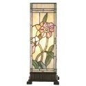 LumiLamp Lampe de table Tiffany 18x18x45 cm  Beige Rose Verre Rectangle Fleurs