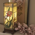 LumiLamp Table Lamp Tiffany 18x18x45 cm  Beige Pink Glass Rectangle Flowers