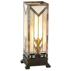 LumiLamp Lampe de table Tiffany 18x18x45 cm  Beige Jaune Verre Rectangle