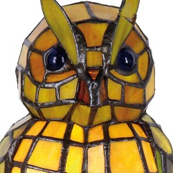 LumiLamp Table Lamp Tiffany Owl 15x12x22 cm  Yellow Glass