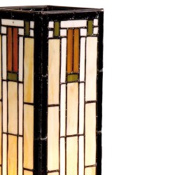 LumiLamp Tiffany Tafellamp  12x12x35 cm  Beige Bruin Glas Rechthoek