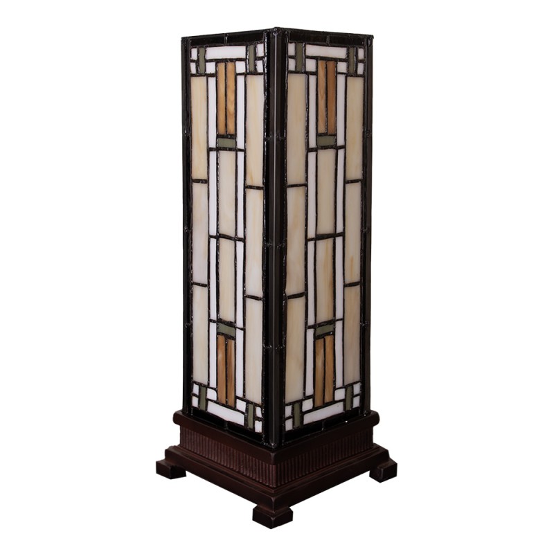 LumiLamp Table Lamp Tiffany 12x12x35 cm  Beige Brown Glass Rectangle