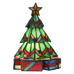 LumiLamp Lampada da tavolo Tiffany Albero di Natale 17x17x23 cm  Verde Vetro