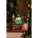 LumiLamp Tiffany Tischlampe Weihnachtsbaum 17x17x23 cm  Grün Glas