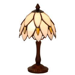 LumiLamp Lampe de table Tiffany Ø 18x34 cm  Beige Marron Verre