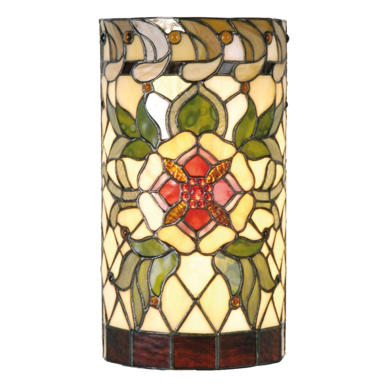 LumiLamp Wall Light Tiffany 20x11x36 cm  Green Red Glass Semicircle Rose