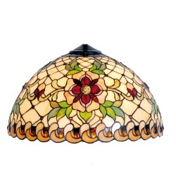 LumiLamp Lampshade Tiffany Ø 30x18 cm Beige Red Glass Semicircle Rose