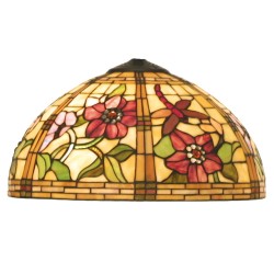 LumiLamp Lampshade Tiffany Ø 40 cm Yellow Green Glass Semicircle Flowers