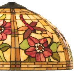 LumiLamp Lampshade Tiffany Ø 40 cm Yellow Green Glass Semicircle Flowers