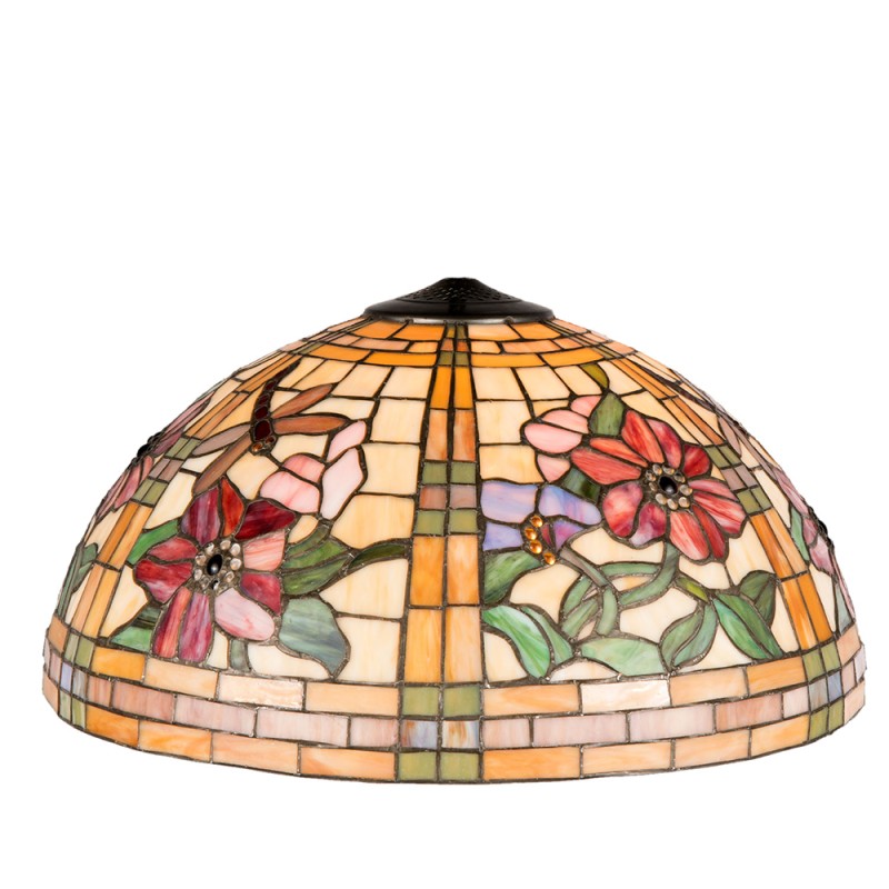 LumiLamp Lampshade Tiffany Ø 50x30 cm Yellow Orange Glass Semicircle Flowers