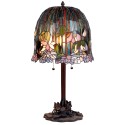 LumiLamp Table Lamp Tiffany Ø 35x68 cm  Green Pink Glass Flowers