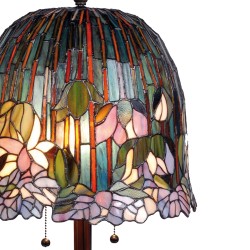 LumiLamp Lampada da tavolo Tiffany Ø 35x68 cm  Verde Rosa  Vetro Fiori