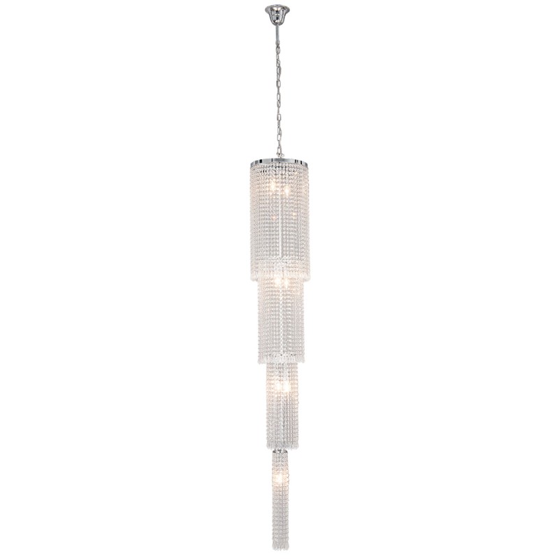 LumiLamp Lampadario Ø 30x185/245 cm Color argento Ferro Vetro Triangolo