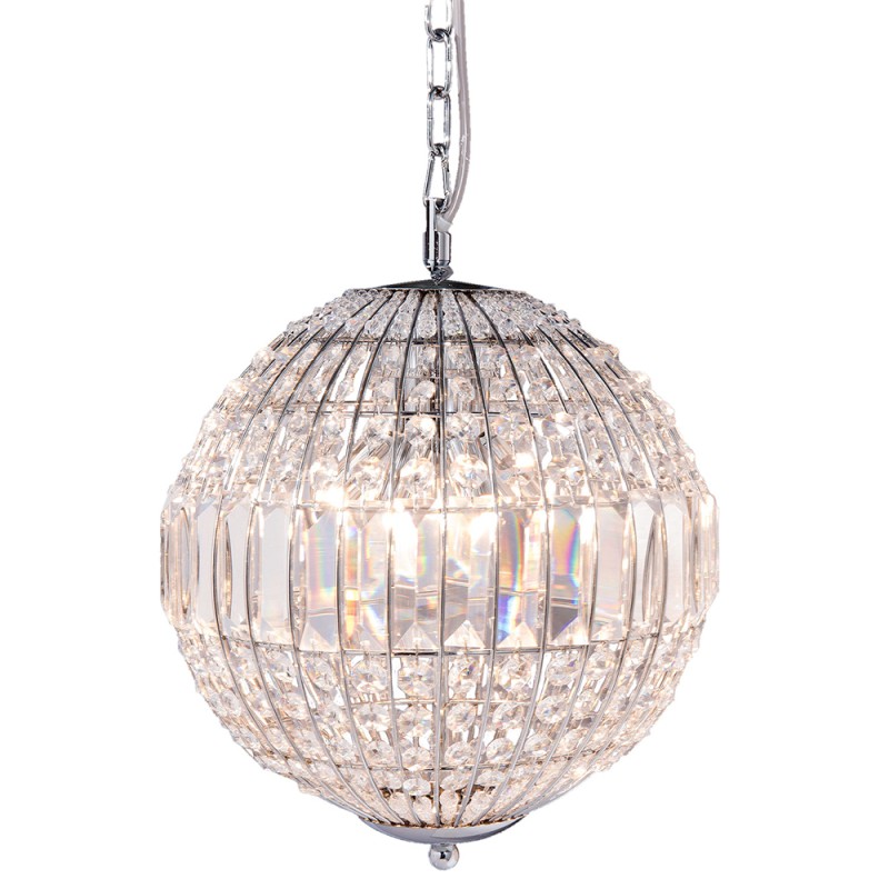 LumiLamp Chandelier Ø 30x38/160 cm Silver colored Metal Glass Round