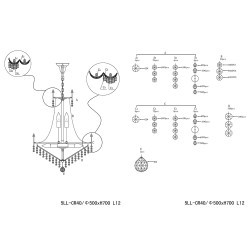 LumiLamp Chandelier Ø 50 cm Silver colored Iron Glass