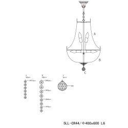 LumiLamp Kronleuchter Ø 40x70/184 cm  Transparant Eisen Glas