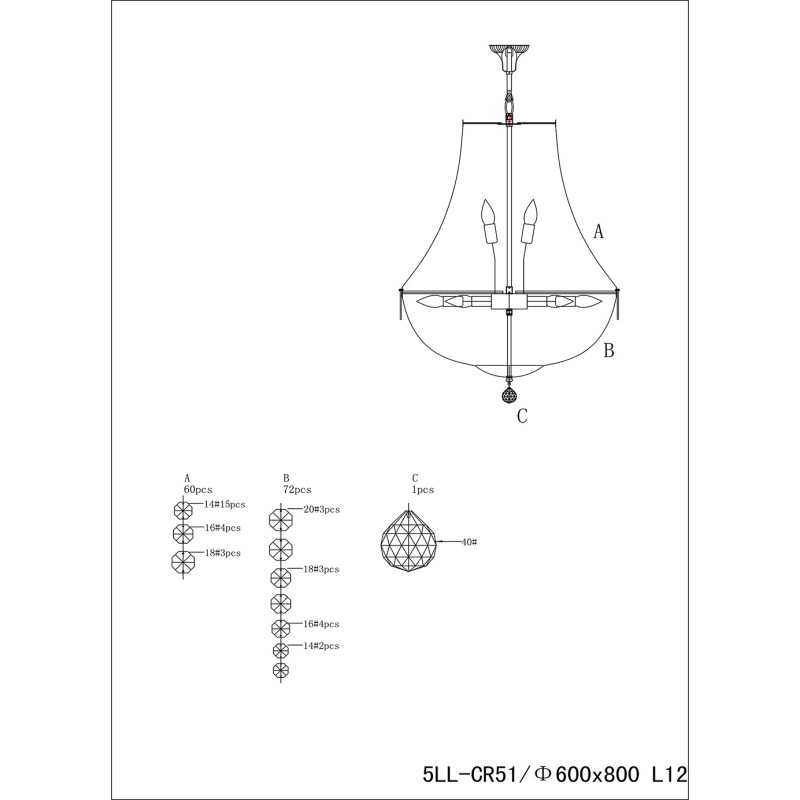 LumiLamp Chandelier Ø 60x85/200 cm  Brown Iron Glass