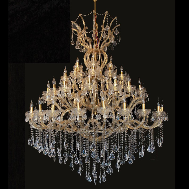 LumiLamp Chandelier Ø 170x200/270 cm  Gold colored Iron Glass