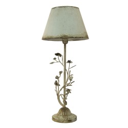 Clayre & Eef Lampada da tavolo Ø 33x79 cm  Bianco Ferro Rotondo Foglie