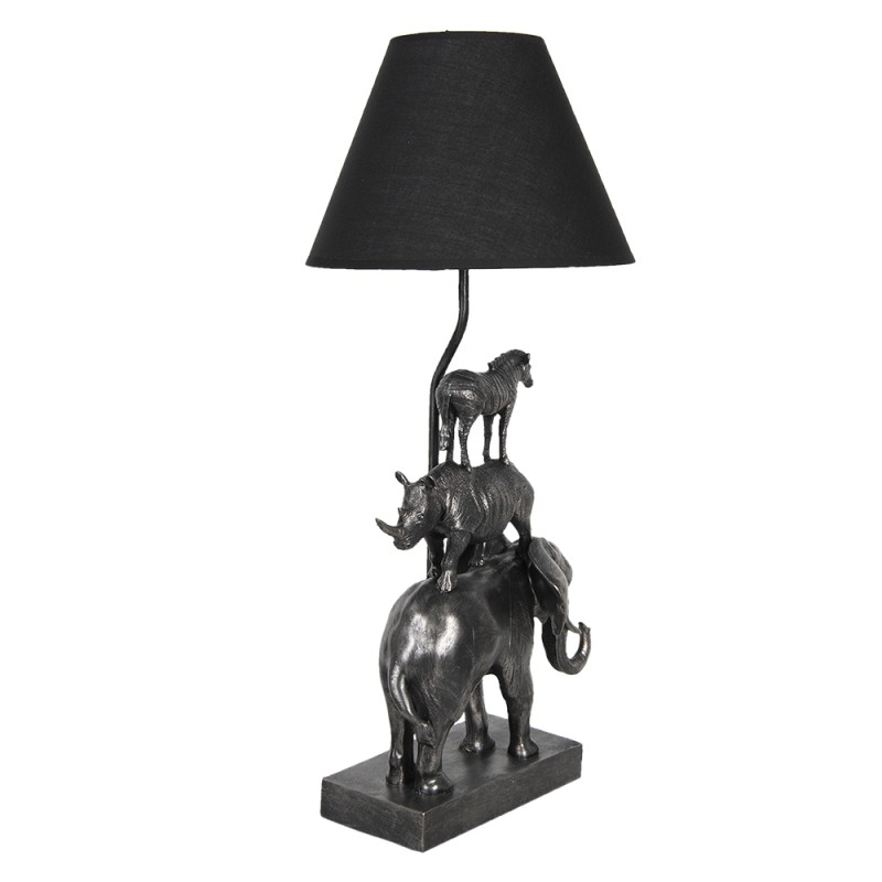 Clayre & Eef Table Lamp Elephant 32x27x65 cm  Black Plastic