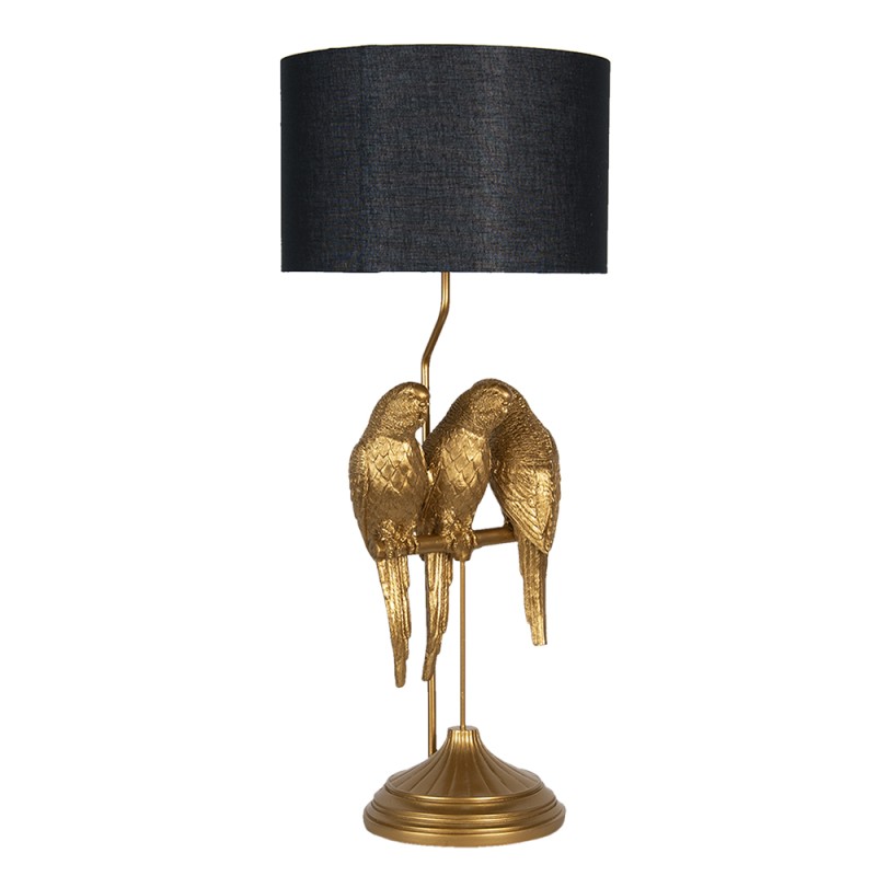 Clayre & Eef Tischlampe Ø 33x79 cm  Goldfarbig Kunststoff Rund Papagei