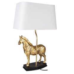 Clayre & Eef Lampe de table Cheval 35x18x55 cm  Couleur or Blanc Plastique