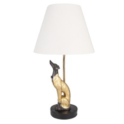 Clayre & Eef Tischlampe Hund Ø 30x56 cm Goldfarbig Kunststoff