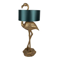 Clayre & Eef Stehlampe Flamingo 55x40x142 cm  Goldfarbig Grün Polyresin