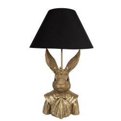 Clayre & Eef Lampe de table Lapin Ø 37x61 cm Couleur or Noir Polyrésine