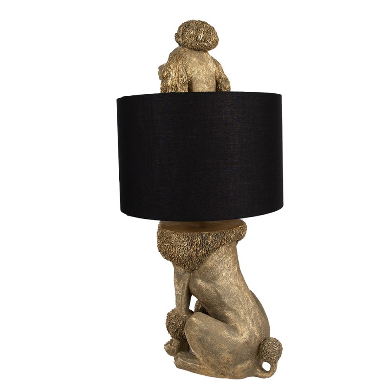 Clayre & Eef Lampe de table Chien Caniche 30x28x57 cm Couleur or Noir Polyrésine