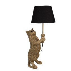 Clayre & Eef Tischlampe Katze 31x24x62 cm Goldfarbig Schwarz Polyresin