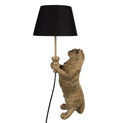 Clayre & Eef Tischlampe Katze 31x24x62 cm Goldfarbig Schwarz Polyresin