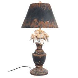 Clayre & Eef Table Lamp Ø 36x73 cm  Grey Iron Round Flowers
