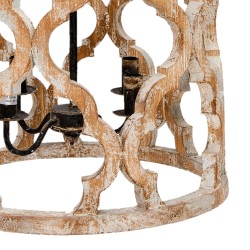 Clayre & Eef Pendant Lamp Ø 48x85 cm Grey Wood Iron Round